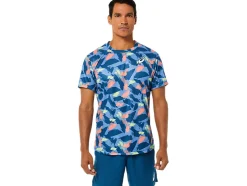 New ASICS MEN MATCH GRAPHIC SHORT SLEEVE TOP Light Indigo