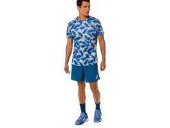 New ASICS MEN MATCH GRAPHIC SHORT SLEEVE TOP Light Indigo