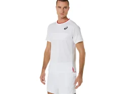 Discount ASICS MEN MATCH SHORT SLEEVE TOP Brilliant White