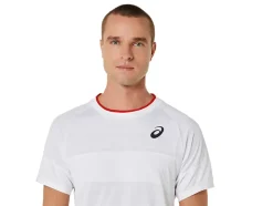 Discount ASICS MEN MATCH SHORT SLEEVE TOP Brilliant White