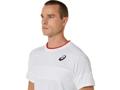 Discount ASICS MEN MATCH SHORT SLEEVE TOP Brilliant White