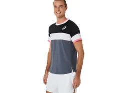 Hot ASICS MEN MATCH SHORT SLEEVE TOP Performance Black/Carrier Grey