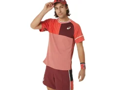 Outlet ASICS MEN MATCH SHORT SLEEVE TOP Red Snapper