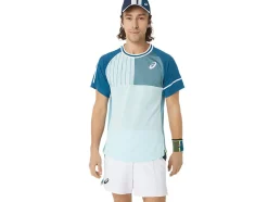 Best ASICS MEN MATCH SHORT SLEEVE TOP Aquamarine