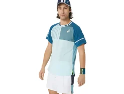 Best ASICS MEN MATCH SHORT SLEEVE TOP Aquamarine