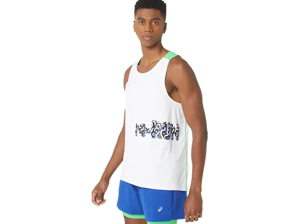Online ASICS MEN NEW STRONG rePURPOSED RUN SINGLET White/Track