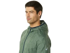 Best ASICS MEN PACKABLE JACKET Lichen Green Print/French Blue