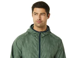 Best ASICS MEN PACKABLE JACKET Lichen Green Print/French Blue