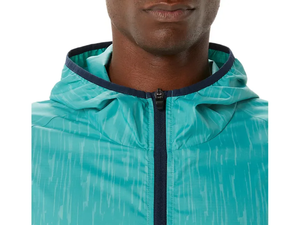 Outlet ASICS MEN PACKABLE JACKET Sage Print/French Blue