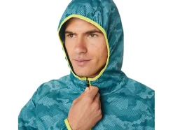 Fashion ASICS MEN PACKABLE JACKET Misty Pine Print/Sour Yuzu
