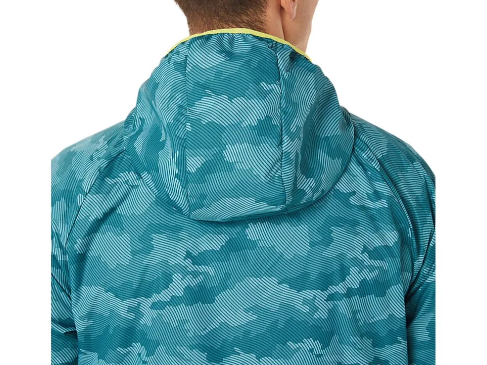 Fashion ASICS MEN PACKABLE JACKET Misty Pine Print/Sour Yuzu