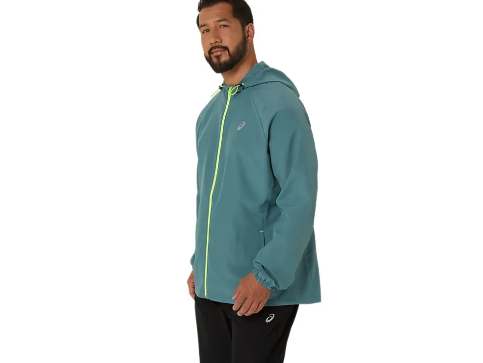 Cheap ASICS MEN PR LYTE PACKABLE JACKET Foggy Teal/Safety Yellow