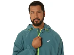Cheap ASICS MEN PR LYTE PACKABLE JACKET Foggy Teal/Safety Yellow