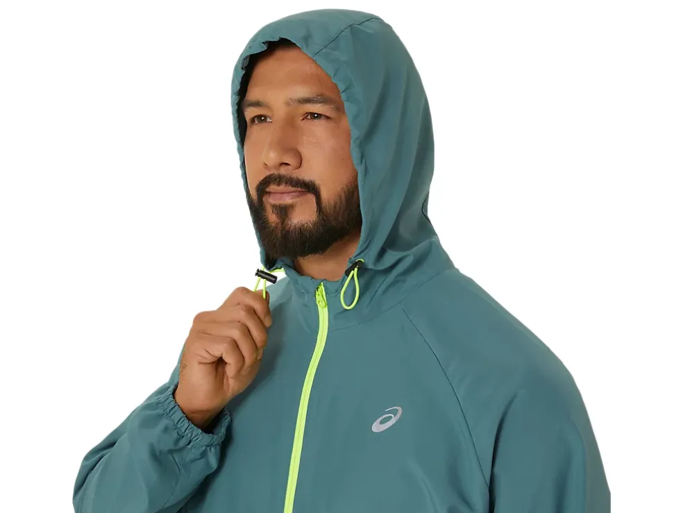 Cheap ASICS MEN PR LYTE PACKABLE JACKET Foggy Teal/Safety Yellow