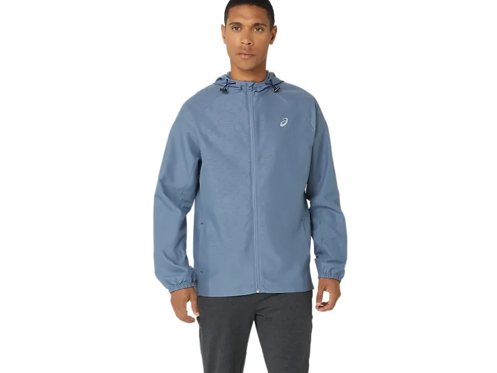 Discount ASICS MEN PR LYTE PACKABLE JACKET Steel Blue Nagashi Tech
