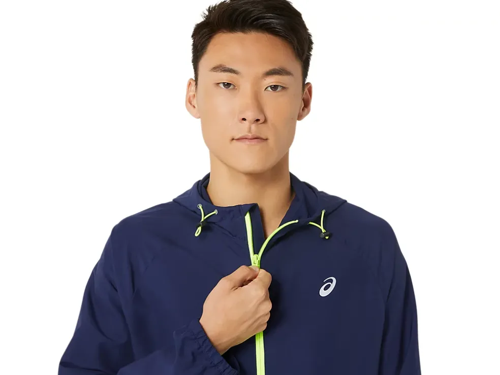 New ASICS MEN PR LYTE PACKABLE JACKET Peacoat