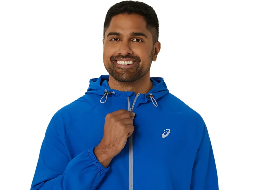 Shop ASICS MEN PR LYTE PACKABLE JACKET Tuna Blue/Sheet Rock