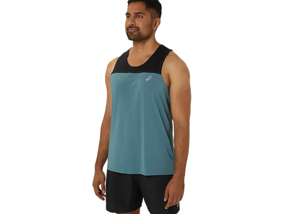 Cheap ASICS MEN PR LYTE SINGLET Foggy Teal/Performance Black