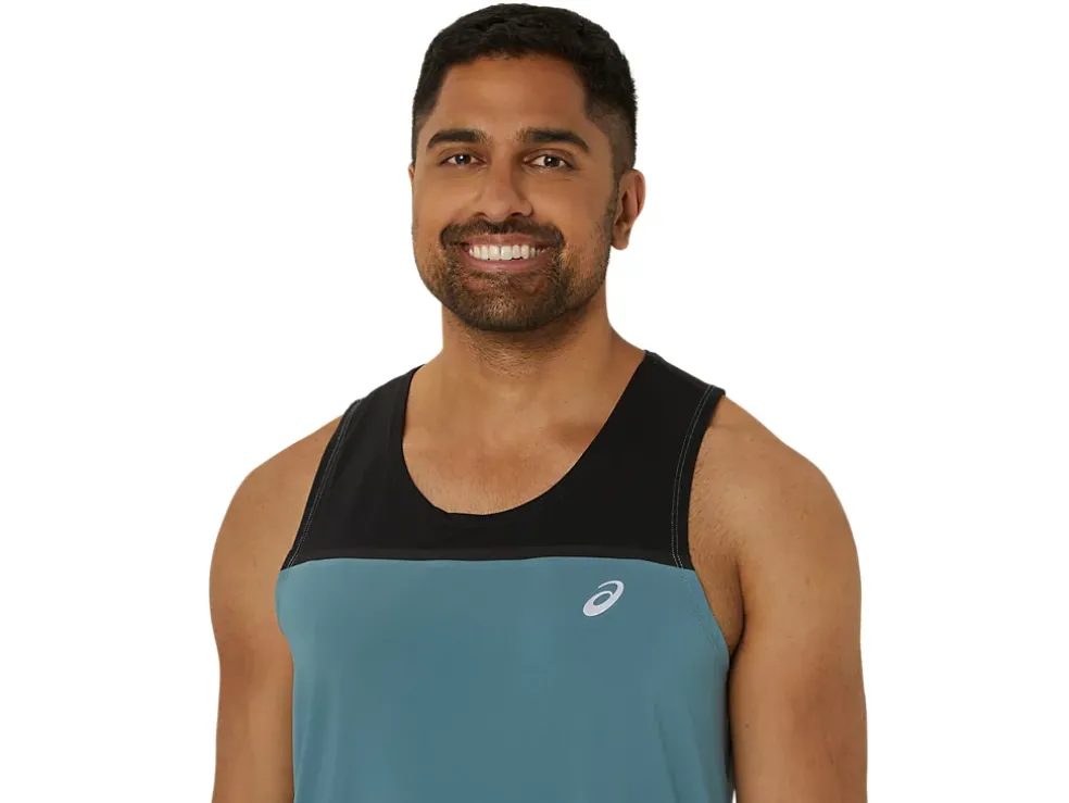 Cheap ASICS MEN PR LYTE SINGLET Foggy Teal/Performance Black