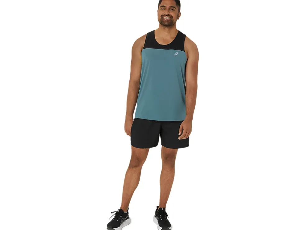 Cheap ASICS MEN PR LYTE SINGLET Foggy Teal/Performance Black