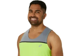 Best ASICS MEN PR LYTE SINGLET Safety Yellow/Sheet Rock