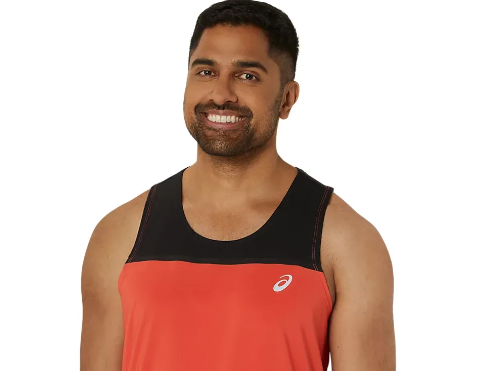 Fashion ASICS MEN PR LYTE SINGLET Red Snapper/Performance Black