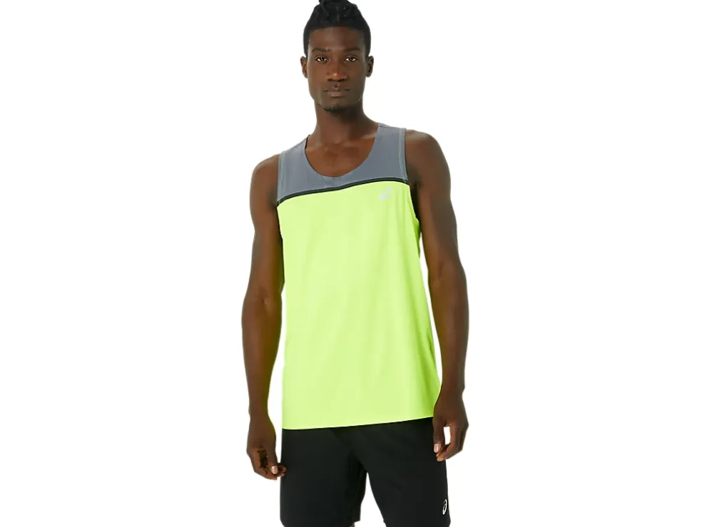 Cheap ASICS MEN PR LYTE SINGLET Safety Yellow/Metropolis