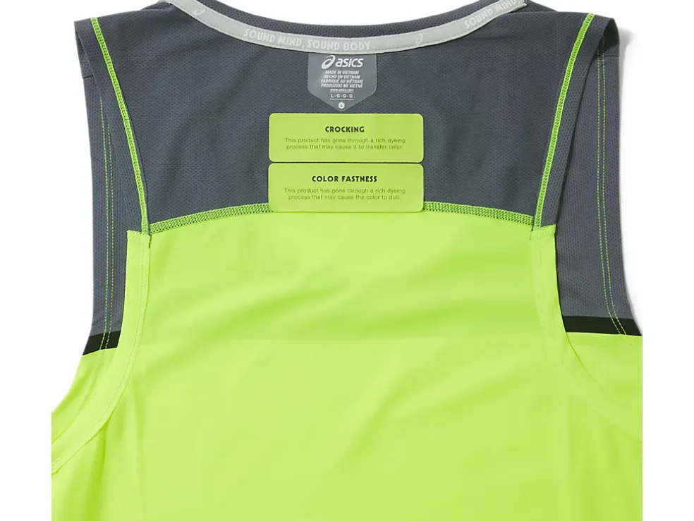 Cheap ASICS MEN PR LYTE SINGLET Safety Yellow/Metropolis