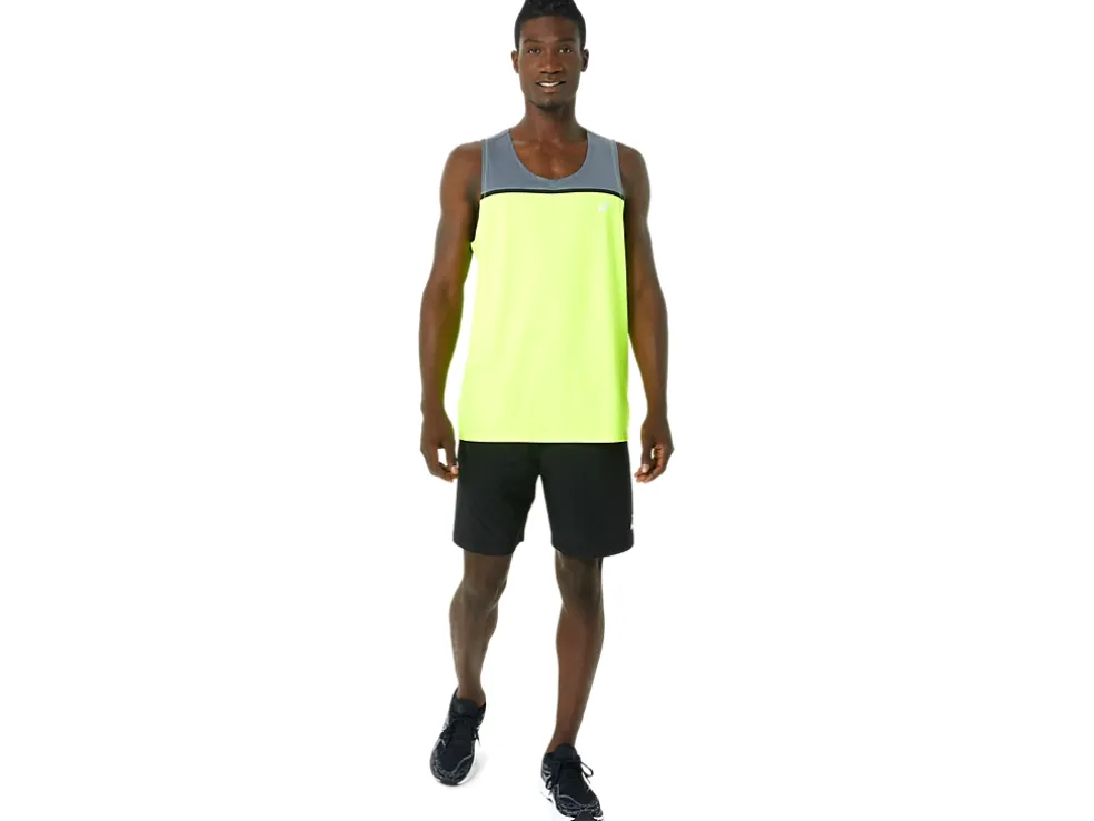 Cheap ASICS MEN PR LYTE SINGLET Safety Yellow/Metropolis