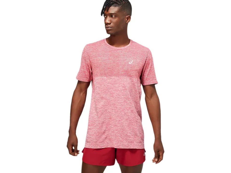 New ASICS MEN RACE SEAMLESS SHORT SLEEVE Burgundy