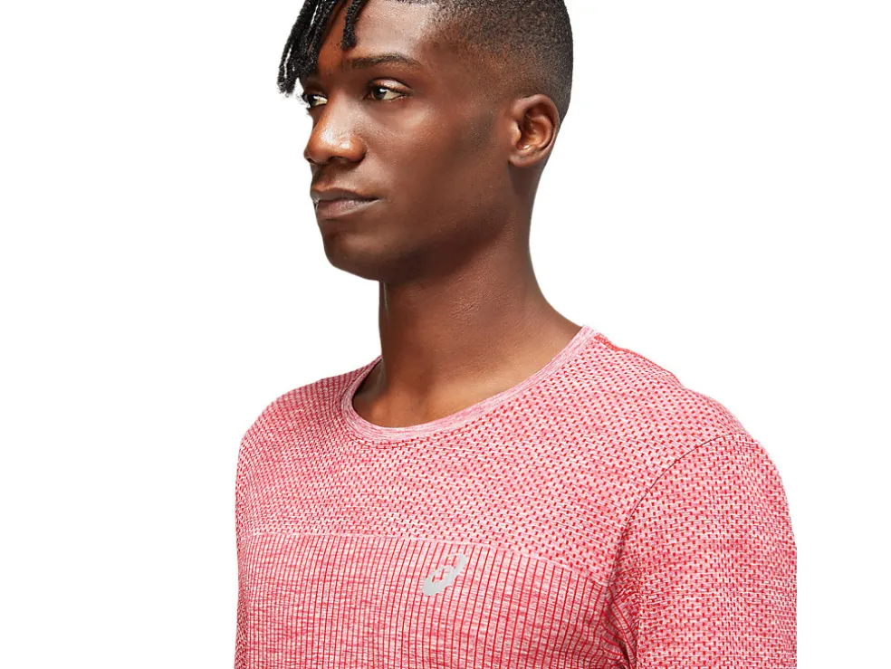 New ASICS MEN RACE SEAMLESS SHORT SLEEVE Burgundy