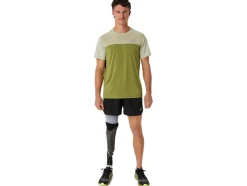 Fashion ASICS MEN RACE SHORT SLEEVE TOP Dried Leaf Green/Cactus