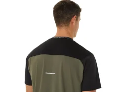 Fashion ASICS MEN RACE SHORT SLEEVE TOP Performance Black/Mantle Green
