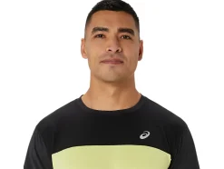 Shop ASICS MEN RACE SHORT SLEEVE TOP Performance Black/Glow Yellow