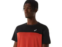 Cheap ASICS MEN RACE SHORT SLEEVE TOP Performance Black/Spice Latte