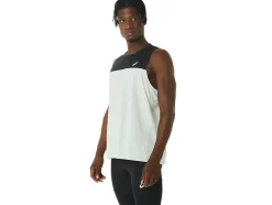 Cheap ASICS MEN RACE SINGLET Performance Black/Light Sage