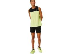 New ASICS MEN RACE SINGLET Performance Black/Glow Yellow