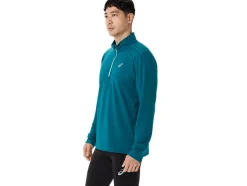 Outlet ASICS MEN READY-SET HALF ZIP Velvet Pine/New Leaf