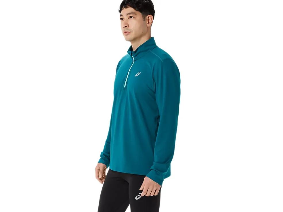 Outlet ASICS MEN READY-SET HALF ZIP Velvet Pine/New Leaf
