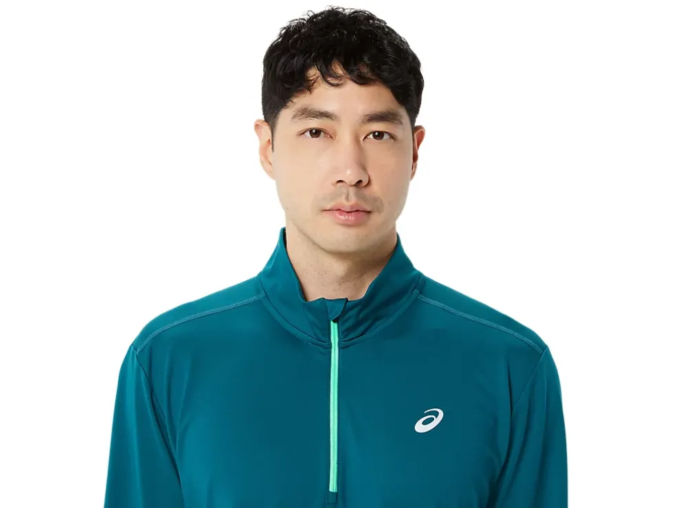 Outlet ASICS MEN READY-SET HALF ZIP Velvet Pine/New Leaf
