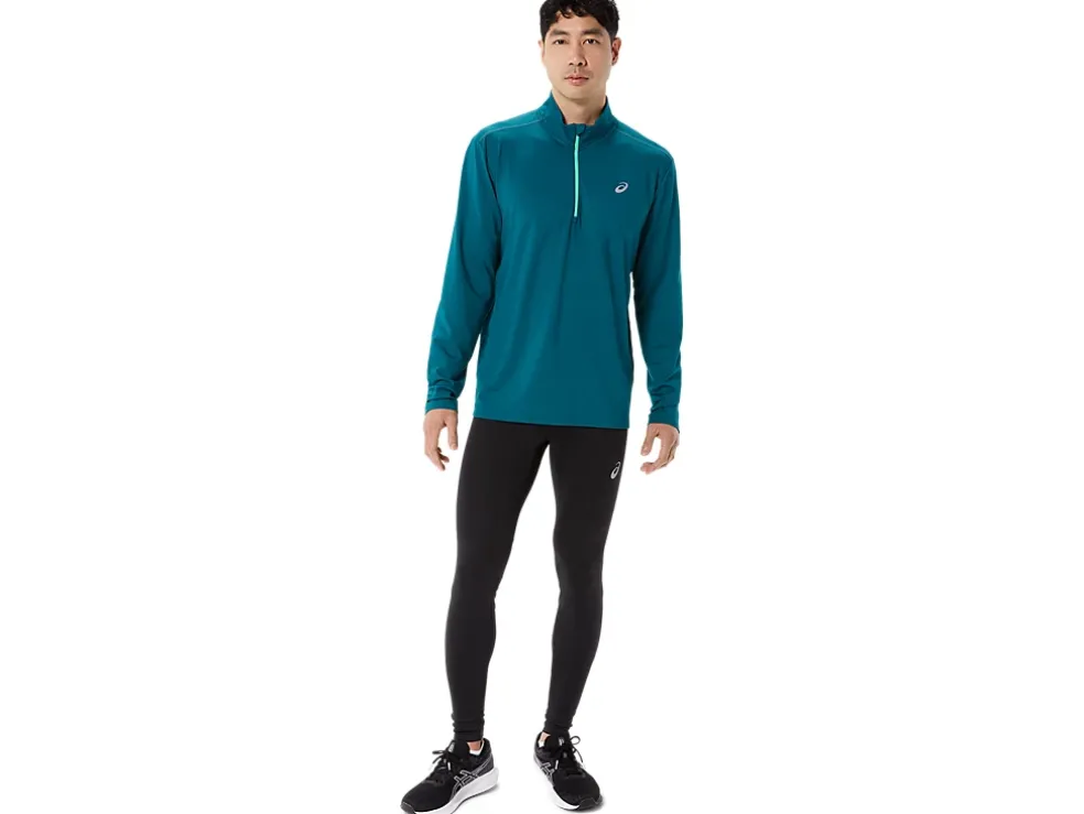 Outlet ASICS MEN READY-SET HALF ZIP Velvet Pine/New Leaf