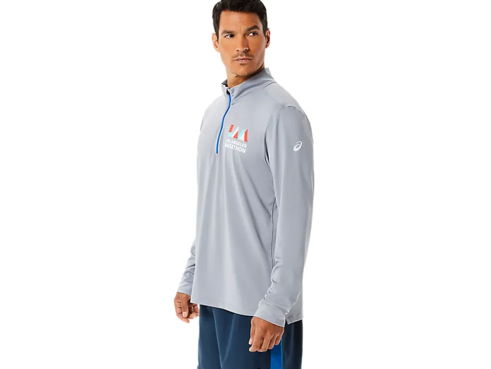 Online ASICS MEN READY-SET HALF ZIP LAM Sheet Rock/Lake Drive