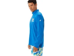 New ASICS MEN READY-SET HALF ZIP LAM Lake Drive/Hazard Green