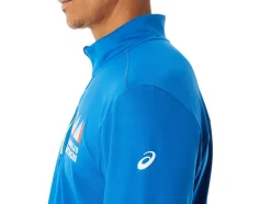 New ASICS MEN READY-SET HALF ZIP LAM Lake Drive/Hazard Green