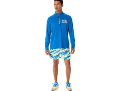 New ASICS MEN READY-SET HALF ZIP LAM Lake Drive/Hazard Green
