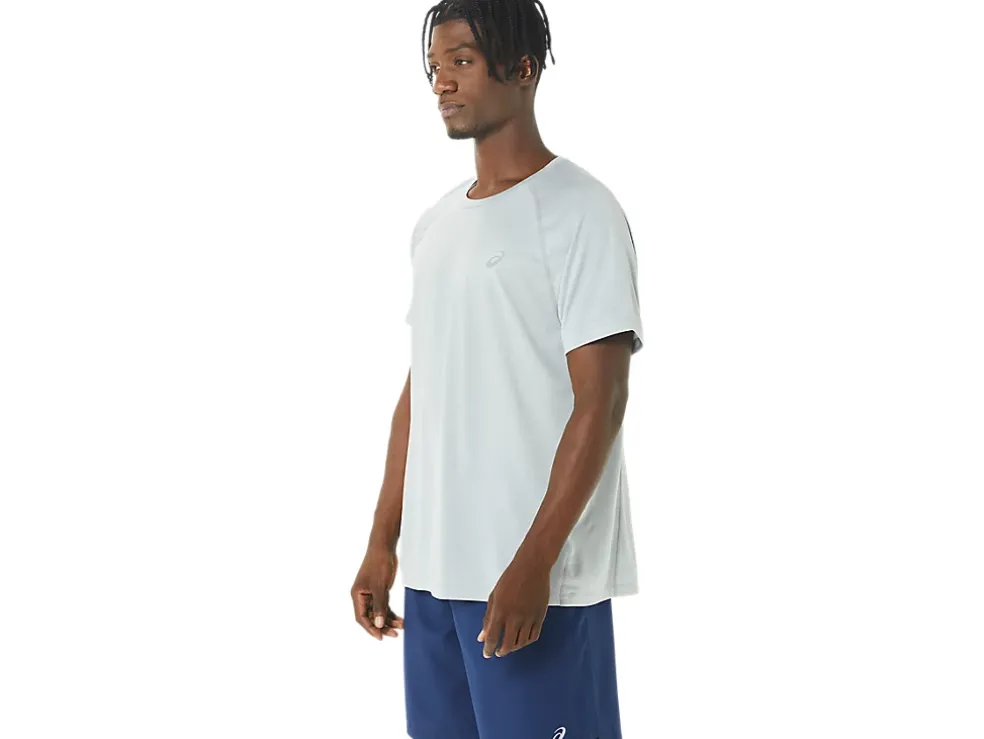 New ASICS MEN READY-SET LYTE SHORT SLEEVE Light Grey Heather