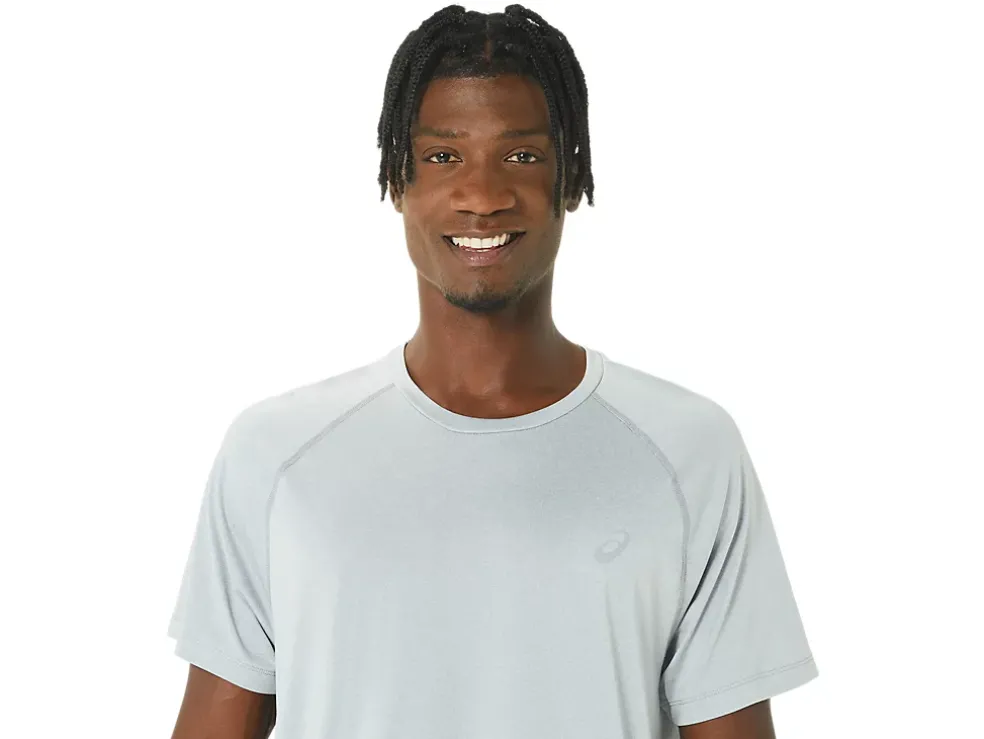 New ASICS MEN READY-SET LYTE SHORT SLEEVE Light Grey Heather
