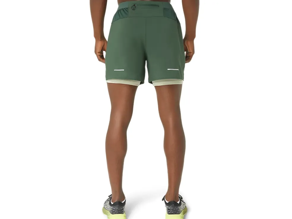 Cheap ASICS MEN ROAD 2-N-1 5IN SHORT Rain Forest/Dried Leaf Green