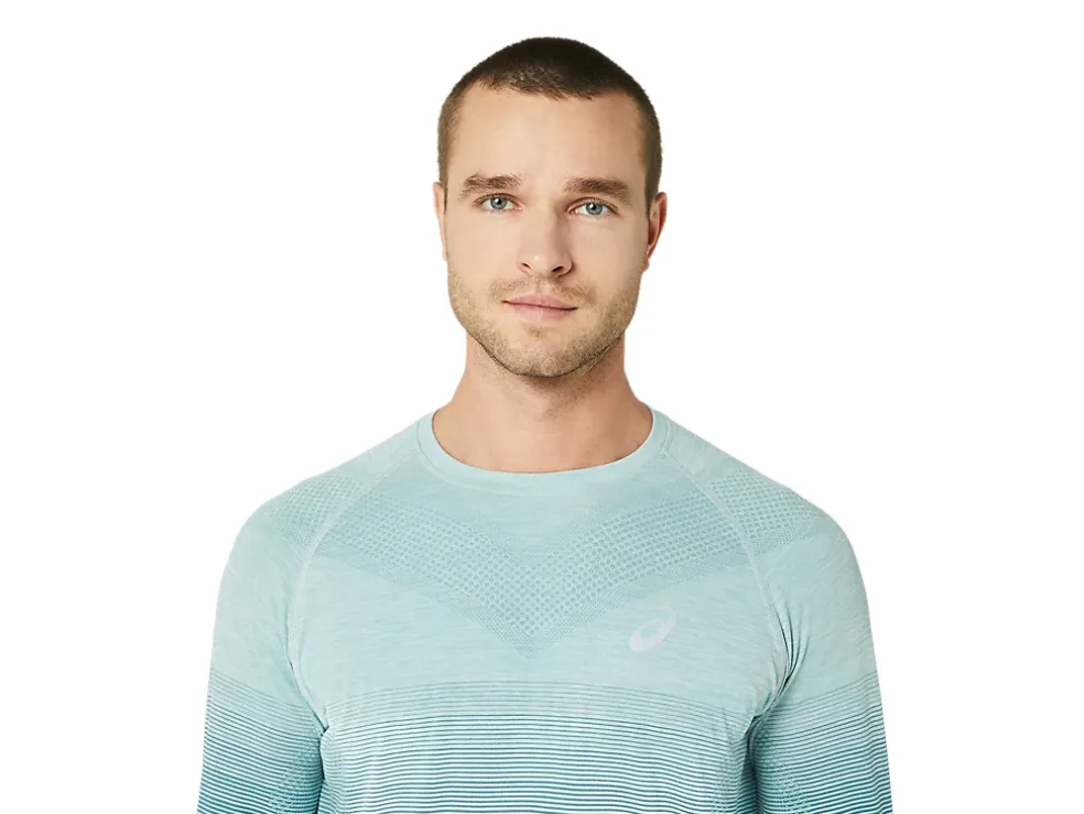 Clearance ASICS MEN SEAMLESS LONG SLEEVE TOP Ocean Haze/Foggy Teal