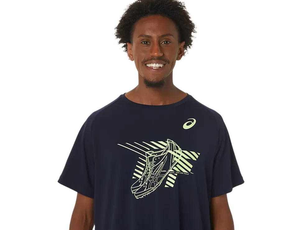 Outlet ASICS MEN SHOES GRAPHIC SHORT SLEEVE TOP Midnight